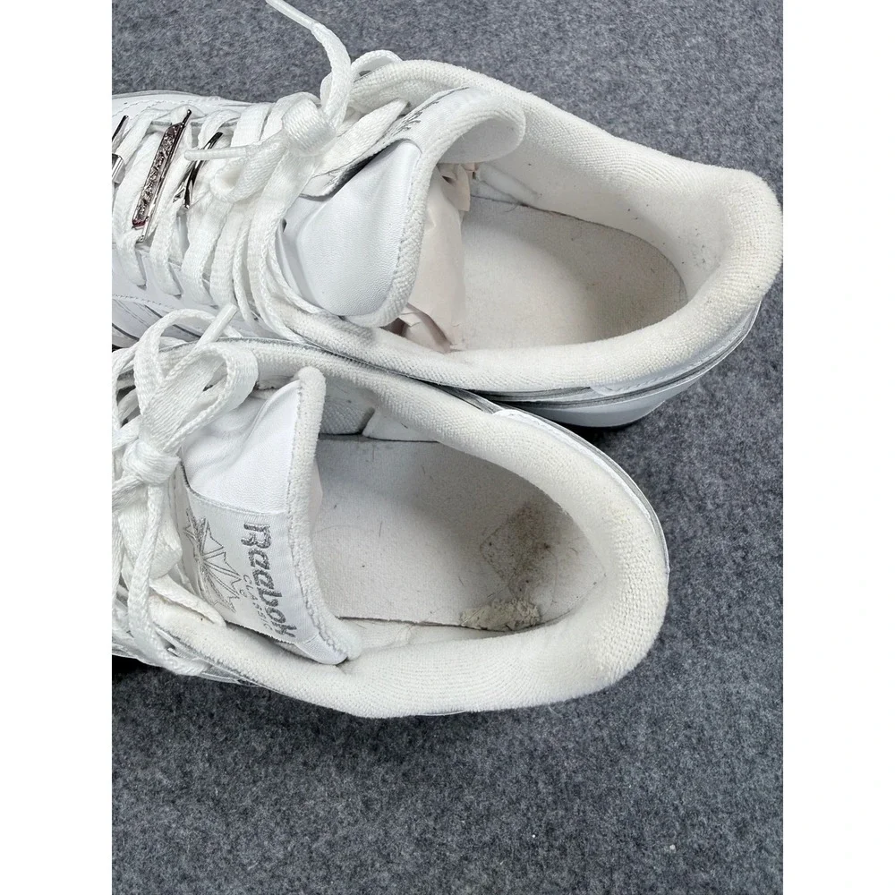 Reebok Classic Leather White Silver Metallic Unisex Sneakers GY8615 Mens 10.5